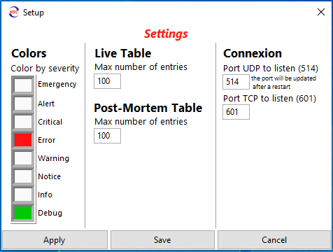 Photo Syslog settings